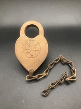 Rare New York Rapid Transit (NYRT) Brass Padlock w/ Chain, Wilson & Bohannan,