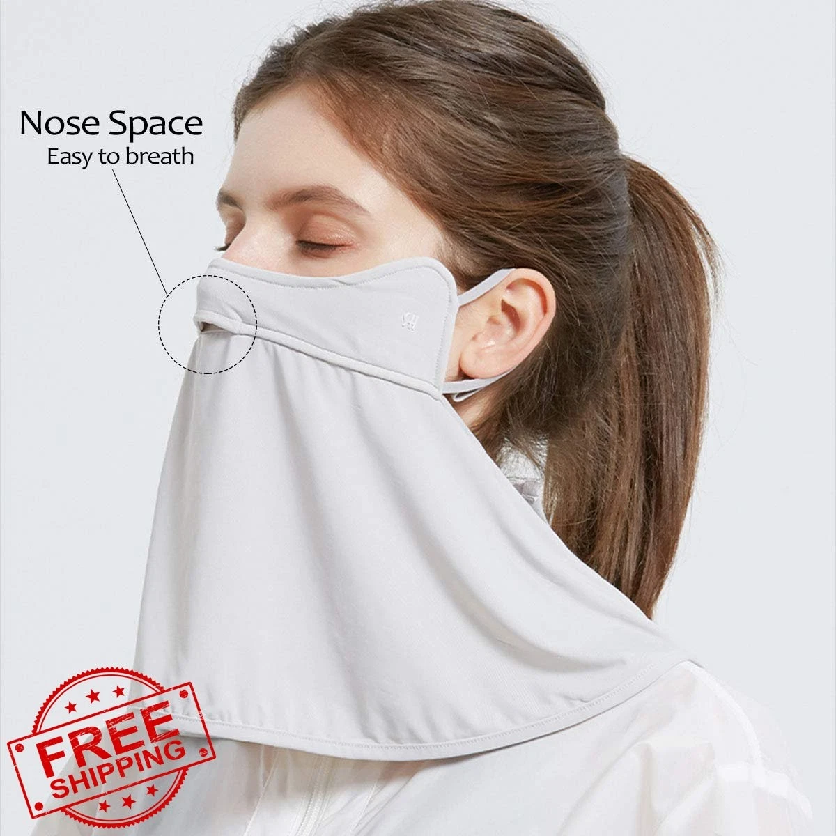 WRELS UPF 50+ Face Neck Gaiter UV Sun Protection Cooling Earloop Scarf