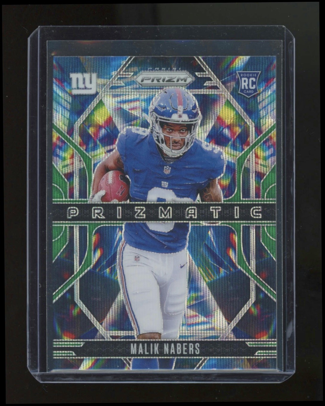 Malik Nabers 2024 Panini Prizm Green Wave Prizm Prizmatic Rookie Card #13