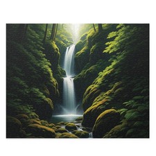Jungle Waterfall on Rock River; Nature All Scenery Puzzle 120, 252, 500-Piece 