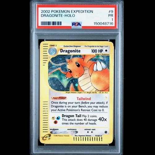 PSA 1 PR 2002 Expedition Dragonite Holo Foil 9/165 WOTC E-Reader Series Pokemon