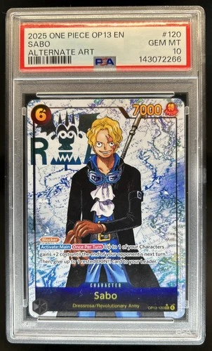 2025 One Piece Sabo Secret Rare Manga Alt Art Alternative #OP13-120 PSA 10