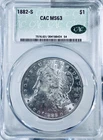 1882-S Morgan Dollar MS63 CACG (CAC Graded) – PCGS NGC Quality BU Silver