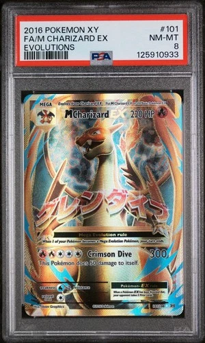 Pokémon M Charizard EX 101/108 Evolutions Full Art Holo PSA 8