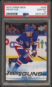 2019 UPPER DECK #228 ADAM FOX YOUNG GUNS RC ROOKIE PSA 10