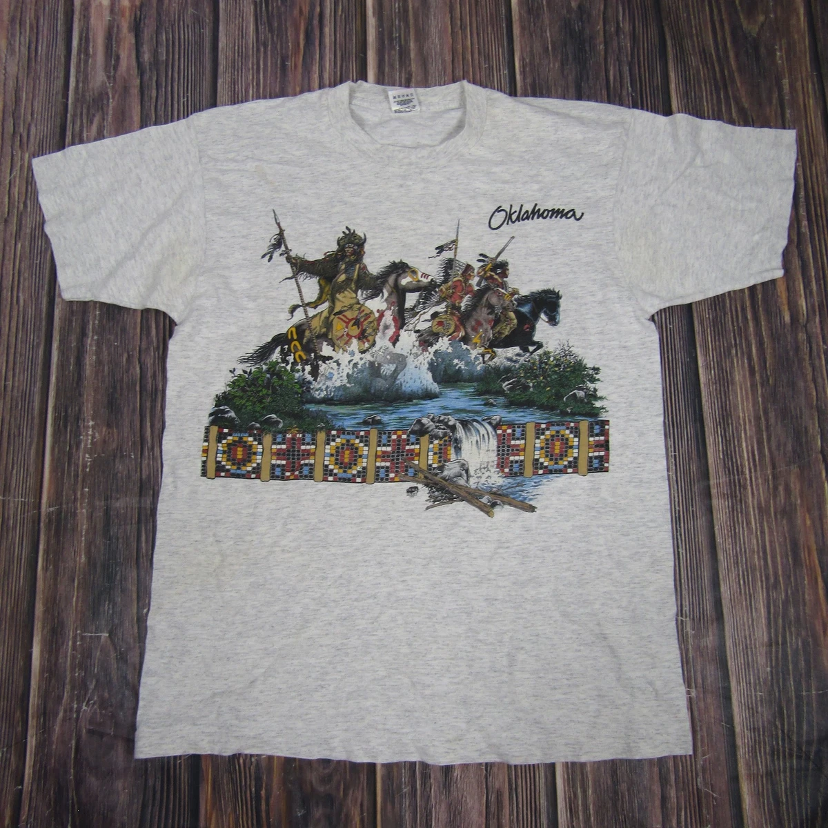 SeamsterVintage - Mens vintage des années 1980 vert & bleu Funky Tribal Art Print Shirt XL gras