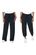 AnyBody Women's 2-Pack Cozy Knit Jogger&Full Length Pants Blk/Blk
