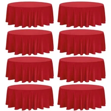 8 Pack Round Tablecloth 70 Inch Red Round Table Covers Bulk Washable Polyeste...