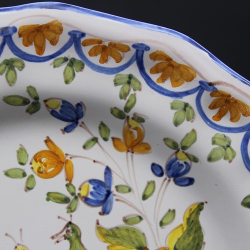 Handbemalter italienischer Fayence Teller Blumen- & Vogelmuster 9" Durchmesser Vintage - Bild 8 von 10