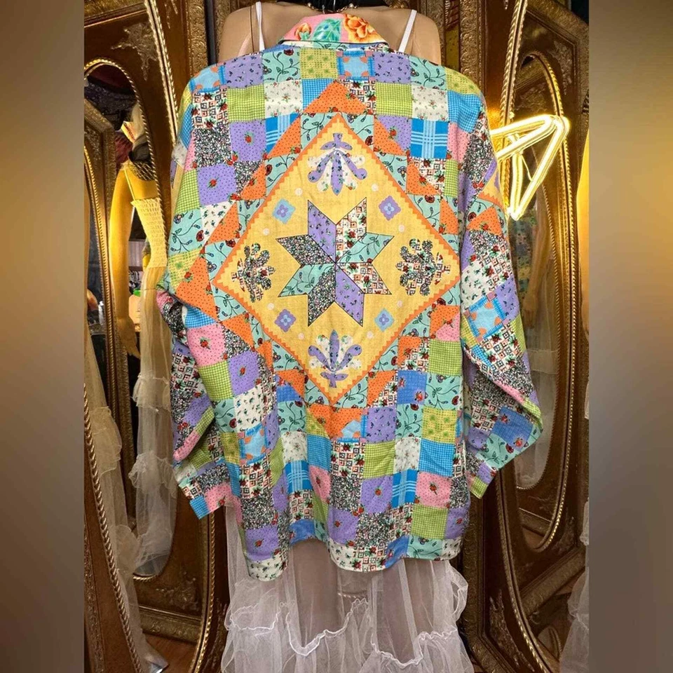 Nuevo con etiquetas Archivo Versace Versus Acolchado Patrón de Retazos 100% Lana Manga Larga Foto 2 de 4