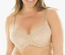 Curvy Couture Glamour Unlined Full Coverage Bra Soft Tan Light Nude 1207 36DDD