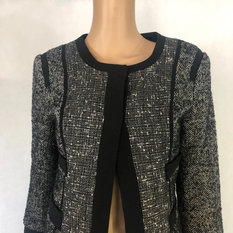 Blazer Narciso Rodriguez Mujer S Chaqueta Negro Plateado Metálico Preppy Fiesta Foto 2 de 4