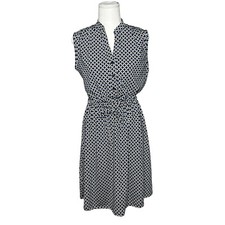 Robert Louis Women Small Blue White Sleeveless Drawstring Casual Dress