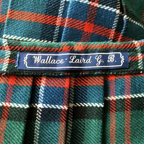 TARTAN KILT SKIRT Vintage Wallace-Laird Green Red PLAID Knee-Long Hunting R503 - Picture 6 of 9