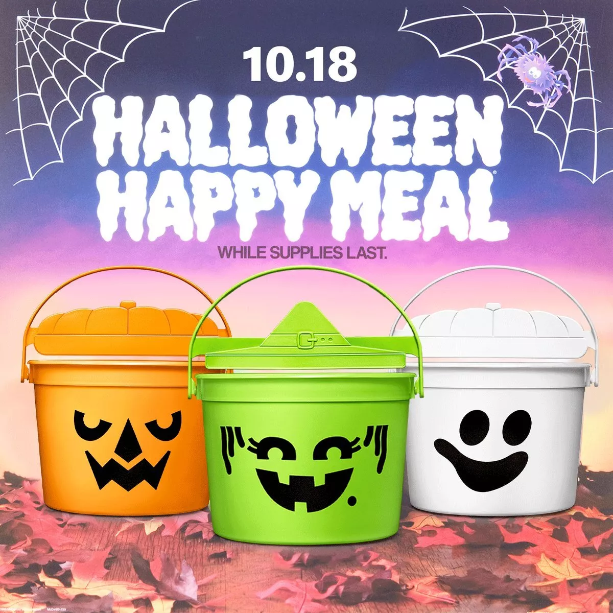 2022 McDONALD'S Halloween Bucket Pail Classic Boo Buckets HAPPY