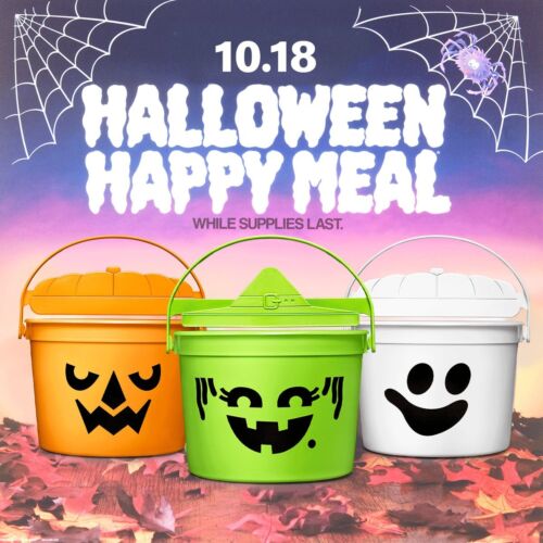 2022 McDONALD'S Halloween Bucket Pail Classic Boo Buckets HAPPY MEAL TOYS or Set - Picture 1 of 3