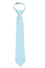 Men's Extra Long Baby Blue Solid Pretied XL Zipper Necktie Weddings Business