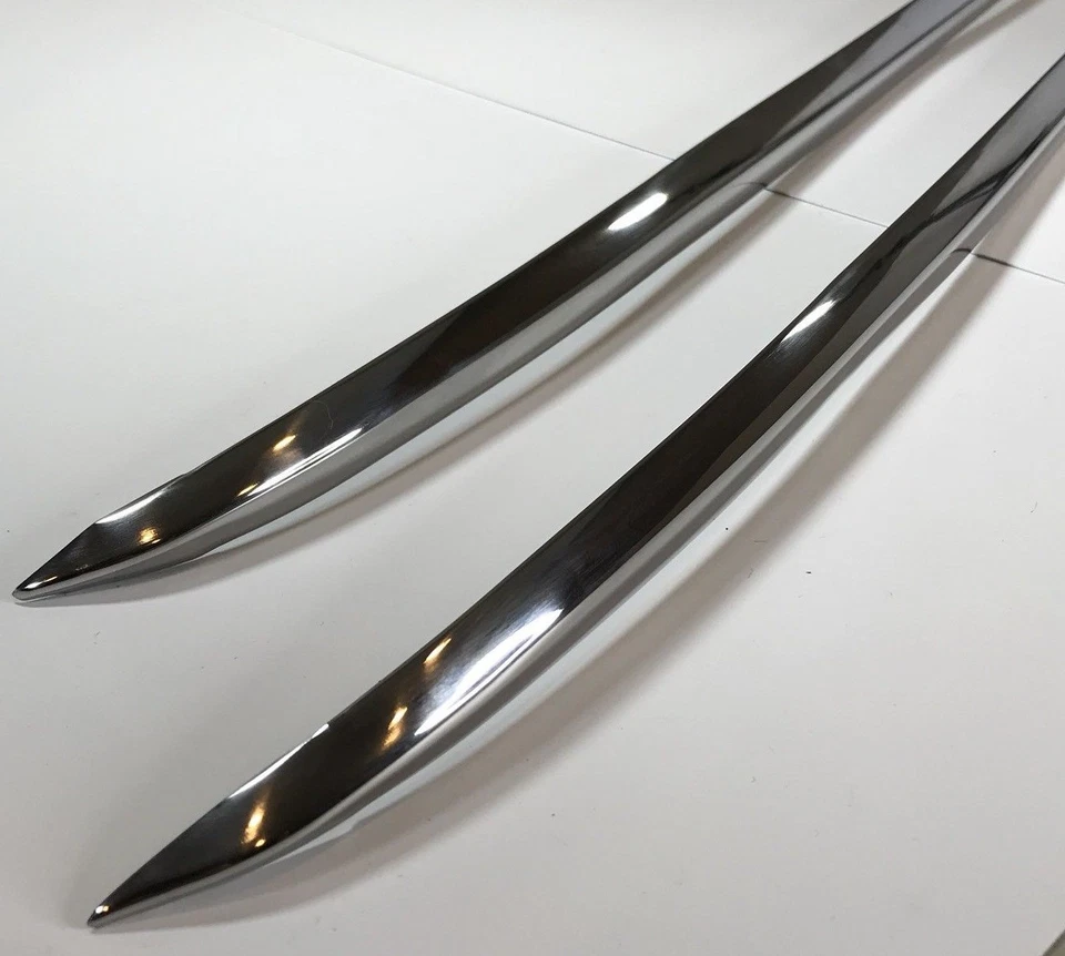 Par (2) Tira de moldura de moldura de guardabarros delantero de acero inoxidable para auto Chevrolet 1949-1950 Foto 2 de 4