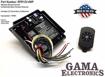 RF Remote Control Transmitter Receiver 4 Functions - RFR12V-4WP