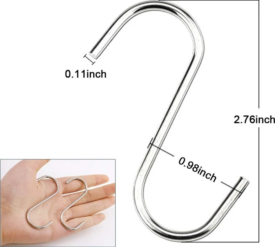 Paquete de 40 ganchos S de alta resistencia ganchos S de acero inoxidable para colgar macetas sartenes plantas Foto 2 de 4