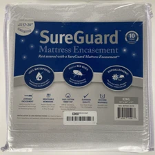 King (17-20 in. Deep) SureGuard Mattress Encasement 100% Waterproof, Bed Bug Blk