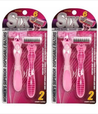 2x 2-ct. Packs Women's Superior 6-Blade Disposable Razors, 4-ct Total Pink