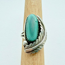 NAVAJO VINTAGE 925 STERLING SILVER NATURAL MALACHITE ORNATE RING SIZE 7.5