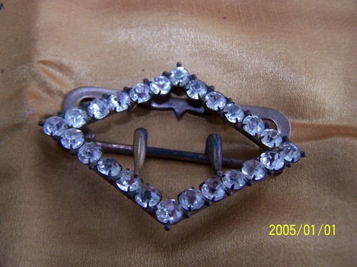 Ancienne Boucle De Ceinture Vintage En Métal Et Strass - Forme Ovale - Pièce De Décoration Ou De Customisation - Occasion