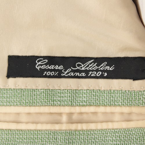 Cesare Attolini NWOT 100% Wool 120s Sport Coat Size 55R US 45R Light Green/White - Picture 8 of 11