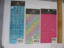 Lot of 3 Colorbok Stickers ALHPA & FLOWERS Metallic Glitter & Prismatic NOS