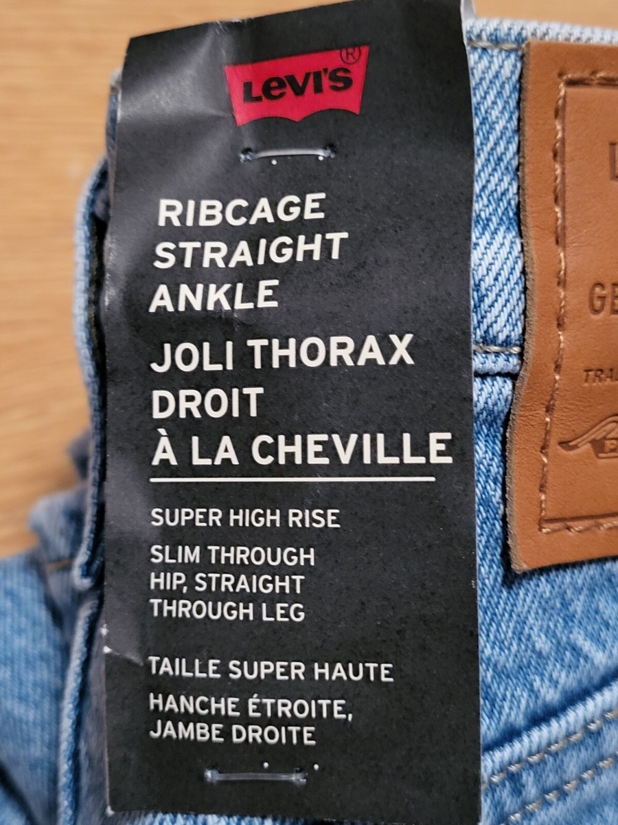 New Womens Blue Levis Ribcage Straight Ankle Jeans Sz:25x27 Super