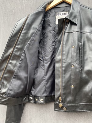 Moschino Vintage Leather jacket size 44 made in italy | eBay