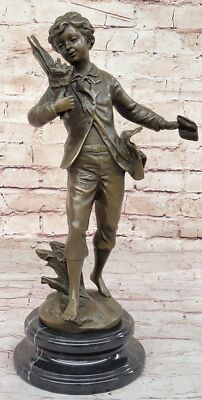 Fabulous French bronze statue of a school boy by Bruchon Sculpture Figure