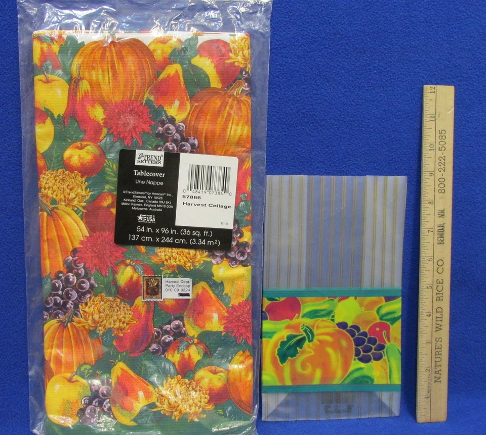 Mantel rectangular de acción de gracias otoño con papel maché calabaza calabazas bolsas de regalo Foto 2 de 3