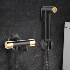 Brass Black Gold Toilet Handheld Bidet Sprayer Set Shut off Valve Hose Bracket