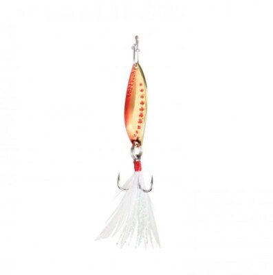 Clam Panfish Leech Flutter Spoon 1/32 oz - Red Gold - #14 Treble Hook Ice Lure