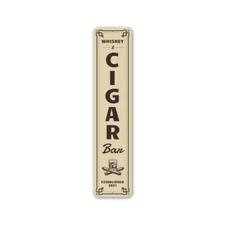 Custom Whiskey & Cigar Bar Plaque Vertical Wall Decor Aluminum Metal Sign