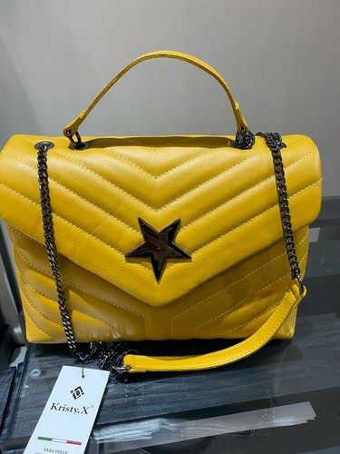 Borsa gialla vera pelle da tracolla o spalla (Star Bag) | eBay