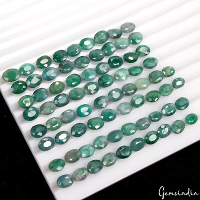 76 Stück Natürliches Grün Smaragd Oval Schliff 7mm-9mm Lose Zertifiziert Schmuck