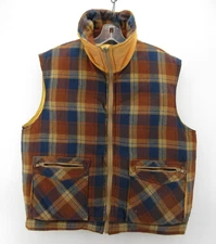 VINTAGE Richman Brothers Vest Men Large Brown Reversible Down Wool Puffer 80s *