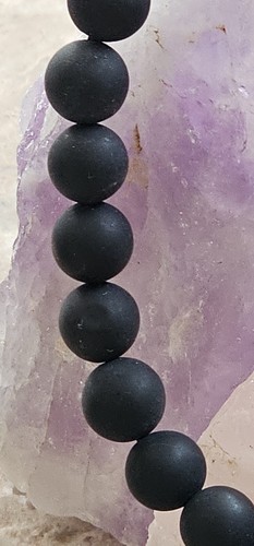 Natural Black Bian Stone Bracelet 9.5mm - Picture 5 of 9