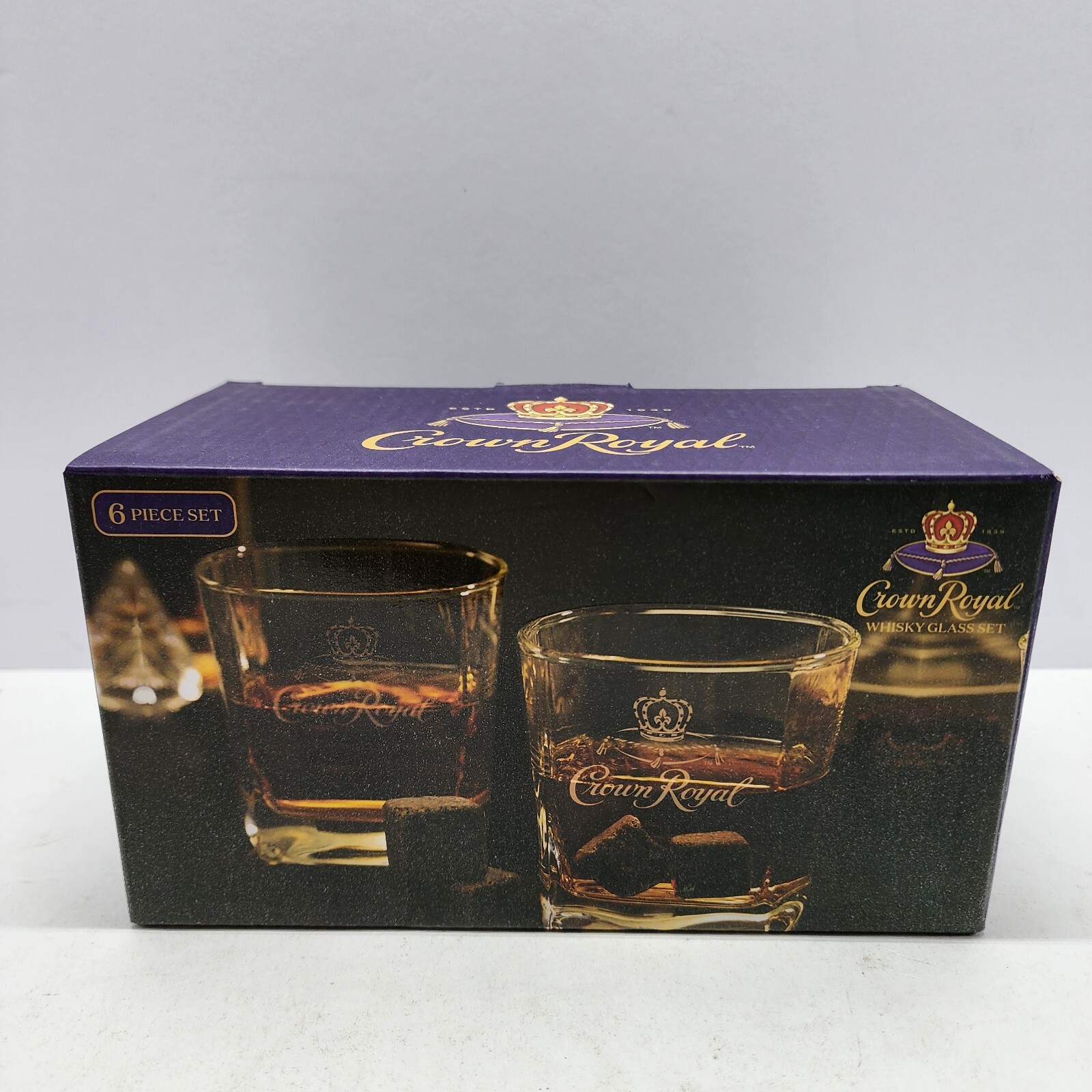 Crown Royal 6-Piece Whisky Set with 2 Glasses and 4 Stones-image