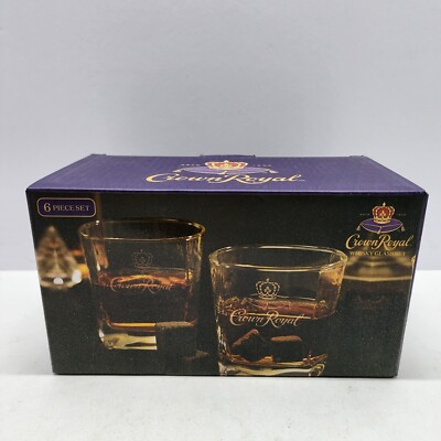 Crown Royal (6) Piece Set Whisky Glass Set - (2) WhiskyGlasses (4) Whisky Stones