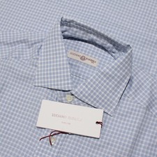 Luciano Barbera NWT Casual Button Down Shirt Size S in Blue  White Check Cotton