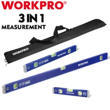 WORKPRO 3PC Spirit Level Set Heavy Duty Level Magnetic Torpedo Level 12" 20" 40"