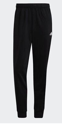 Essentials Warm-Up Tapered 3-Black/White Stripes Track Pants Large
