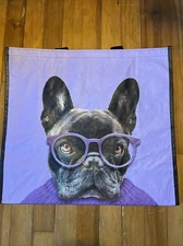 NEW LAVENDER Shopping Bag Purple  With Frenchie w/EYE GLASSES ,Reusable