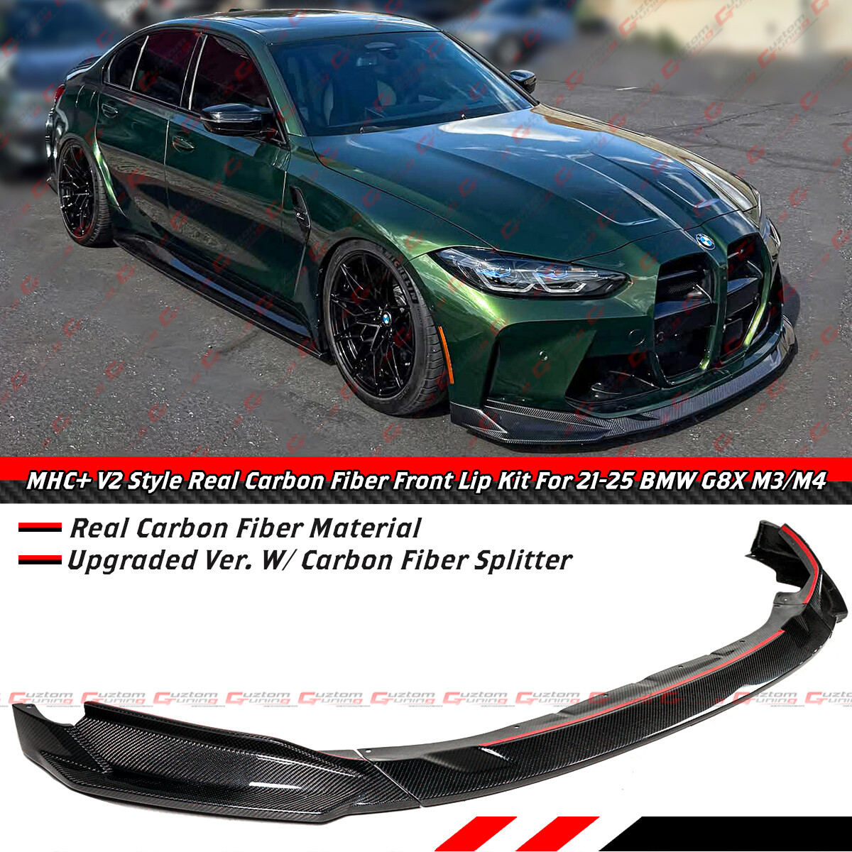 チハル M3 M4 For 21-26 BMW G80 M3 G82 G83 M4 MHC+ V2 Style Real Carbon Fiber
