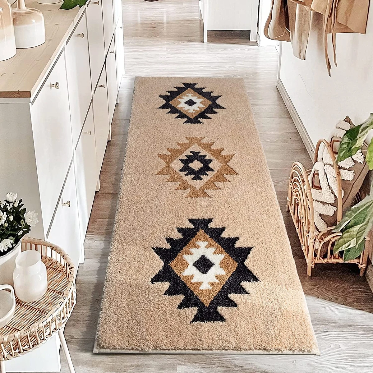 DEXDE Boho Bathroom Rug Runner 24X60 Long Bath Mat for Bathroom Bedroom  Hallway