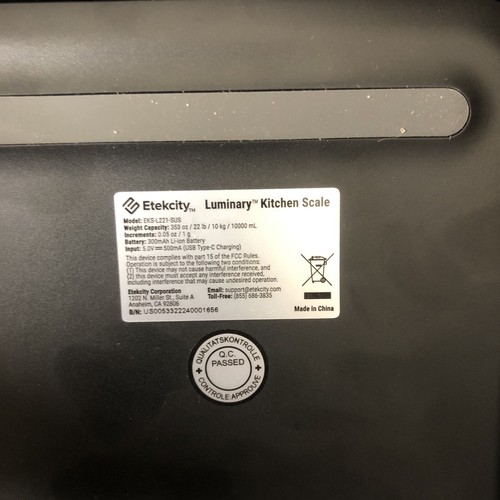 Escalas de cocina digitales Etekcity de 10 kg, impermeables, alimentos recargables USB... - Imagen 5 de 6